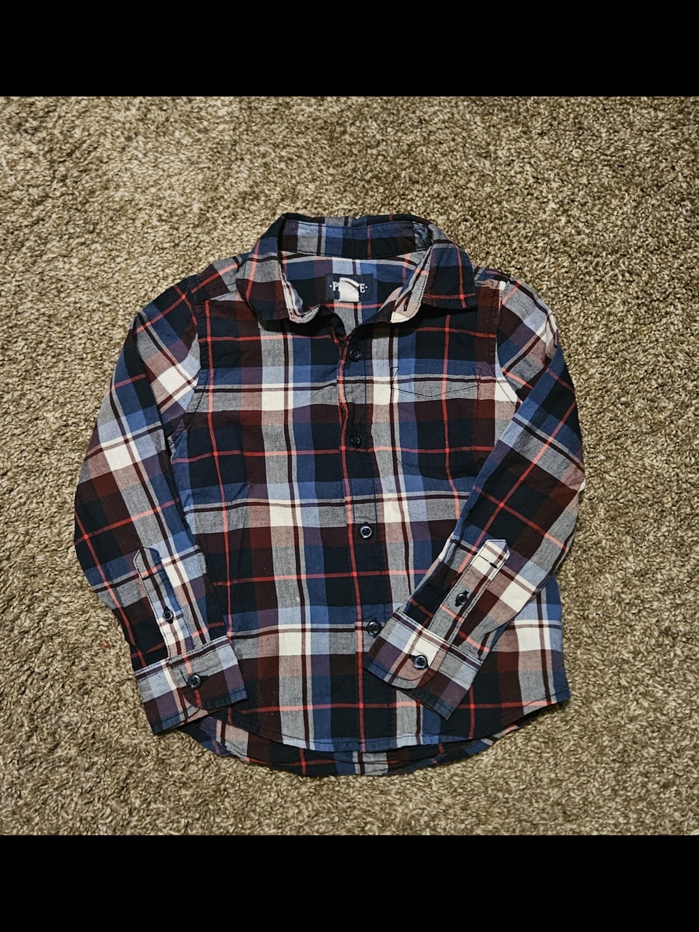 Place Navy, Red & White Plaid Button-Down Shirt